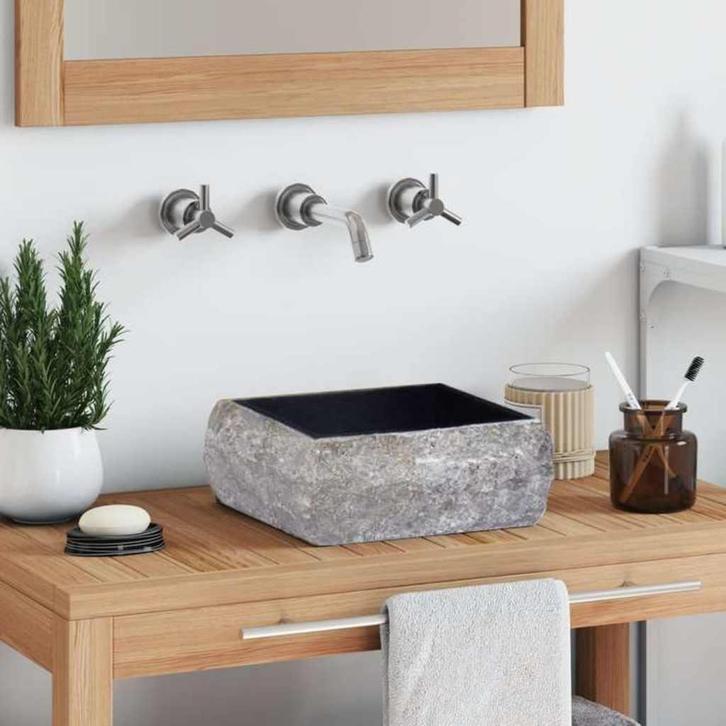 vidaXL Gootsteen 30x30x13 cm marmer zwart, Doe-het-zelf en Verbouw, Sanitair, Nieuw, Verzenden