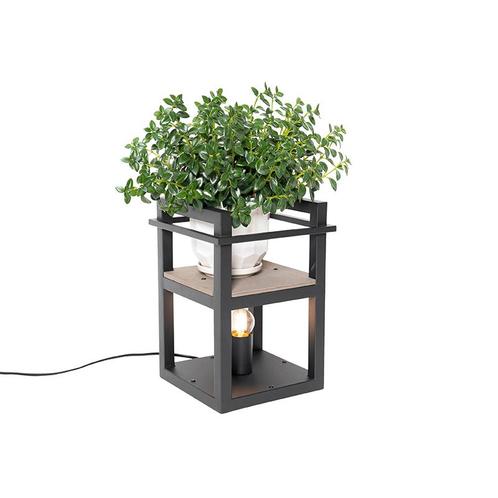 Industriële tafellamp zwart met hout - Cage Rack, Huis en Inrichting, Lampen | Tafellampen, Nieuw, Overige materialen, Minder dan 50 cm