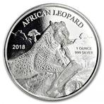 Ghana African Leopard 1 oz 2018 (8.500 oplage), Postzegels en Munten, Munten | Afrika, Zilver, Losse munt, Overige landen, Verzenden