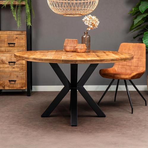 Mangohouten Eettafel Rond Tara 140 cm (5cm), Huis en Inrichting, Tafels | Eettafels, Nieuw, Overige houtsoorten, Rond, Verzenden