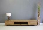 Laag teak tv meubel 37cm hoog en 240cm breed - Indoteak, Huis en Inrichting, Kasten | Televisiemeubels, Teakhout, Nieuw, Ophalen of Verzenden
