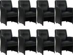 Zwarte leren landelijke eetkamerfauteuil - Granada leer Blac, Overige kleuren, Nieuw, Leer, Ophalen of Verzenden