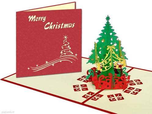 Kerstboom met cadeautjes - Kerstkaart met feestelijke gou..., Diversen, Wenskaarten, Verzenden