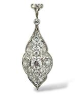 Ketting met hanger - 14 karaat Platina, Witgoud, Antieke