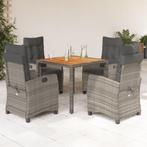 vidaXL 5-delige Tuinset met kussens poly rattan grijs, 4 zitplaatsen, Nieuw, Tuinset, Verzenden