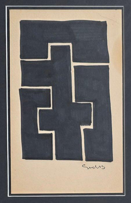 Siep Van Den Berg (1913-1998) - Compositie in zwart, Antiek en Kunst, Kunst | Designobjecten
