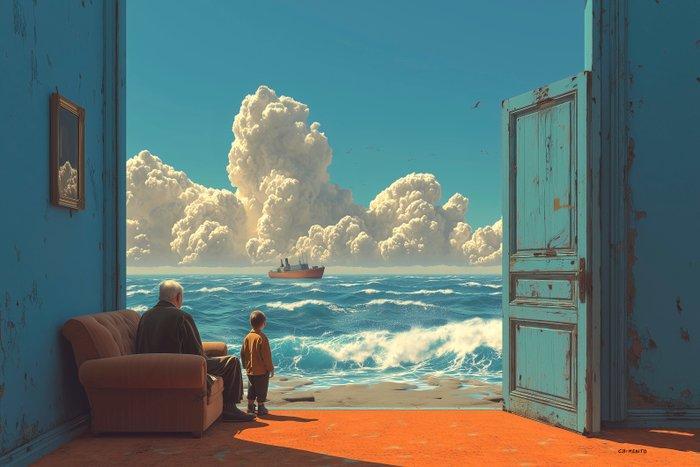 Laurent Chimento (XX-XXI) - Locéan derrière les murs, Antiek en Kunst, Kunst | Designobjecten