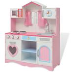 vidaXL Speelgoedkeuken roze en wit 82x30x100 cm hout, Kinderen en Baby's, Nieuw, Verzenden