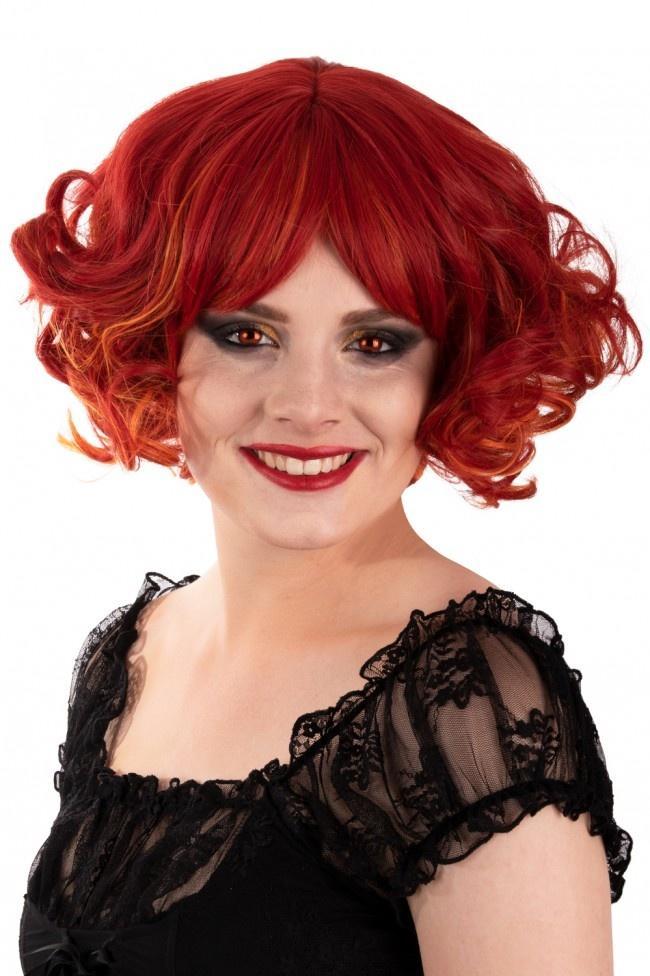 Pruik Arlene Kort Met Krullen Rood Oranje, Hobby en Vrije tijd, Feestartikelen, Nieuw, Verzenden