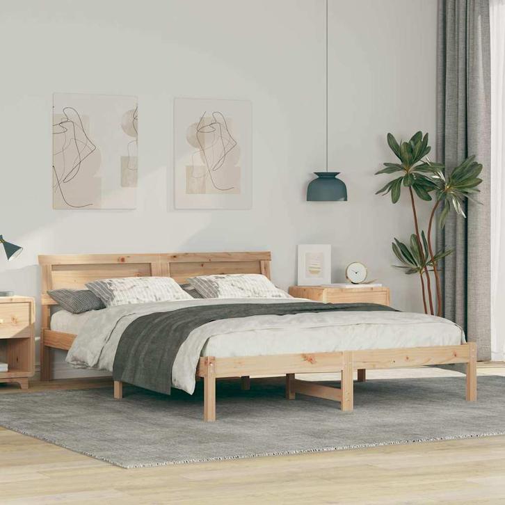vidaXL Bedframe met hoofdeinde Bruin 150 x 200 cm Massief, Huis en Inrichting, Slaapkamer | Bedden, Bruin, Nieuw, Hout, Verzenden