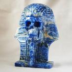 Handgesneden farao-schedelsculptuur in Sodalietkristal -, Verzamelen, Mineralen en Fossielen