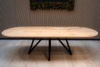 Massief eiken tafel – metalen poot – topkwaliteit, Huis en Inrichting, Verzenden, Eikenhout, 50 tot 100 cm, Landelijk