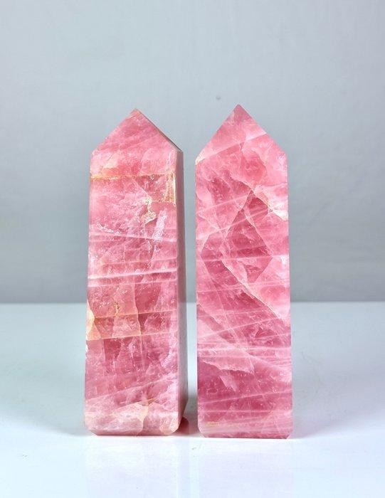Tafel- of kantoorversiering - Paar roze rozenkwarts, Antiek en Kunst, Kunst | Designobjecten