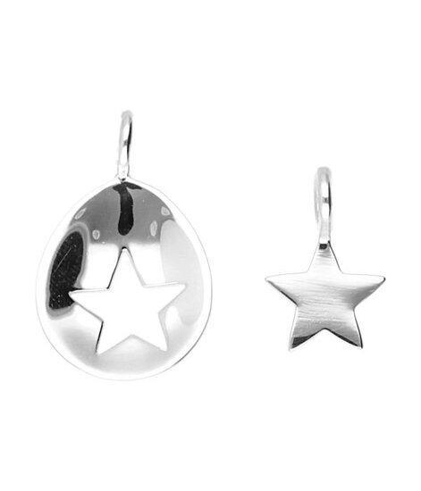 Zilveren Moeder en kind ovaal bol - ster kettinghanger, Sieraden, Tassen en Uiterlijk, Kettinghangers, Verzenden