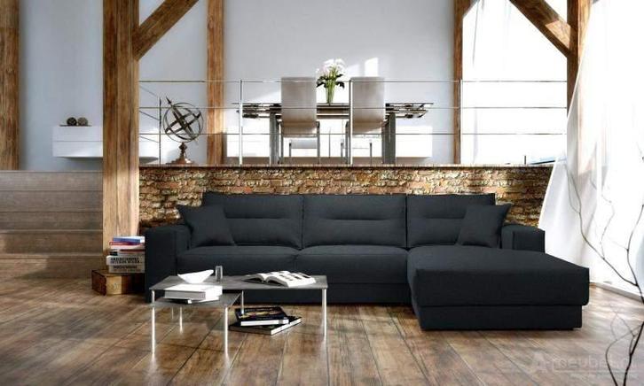 Loungebank Venray - loungebanken - Antraciet, Huis en Inrichting, Banken | Sofa's en Chaises Longues, Nieuw, Stof