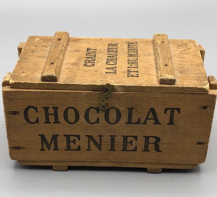 Chocolat Menier - Chocoladendoos MENIER - Reclamebord - Hout, Antiek en Kunst, Curiosa en Brocante