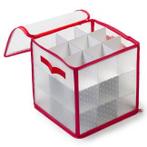 Kerstballen opbergbox | 31 x 31 x 31 cm (Rood/Wit)