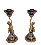 Kaarsenhouder (2) - Brons, Porselein