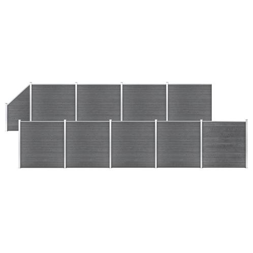 vidaXL Schuttingset 9 vierkant en 1 schuin 1657x186 cm HKC, Tuin en Terras, Schuttingen, Nieuw, Kunststof, 1 tot 2 meter, Verzenden