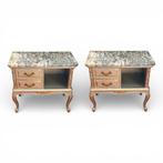 Bijzettafel (2) - Hout, Marmer - Luis XV Zilvergeplateerd