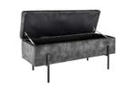 Moderne kistbank LOFT 100 cm grijze fluwelen bank met, Ophalen of Verzenden, Nieuw