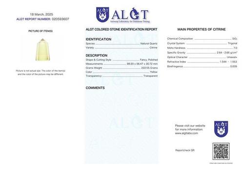 ALGT Gecertificeerd - Zeer exclusieve natuurlijke citrien, Verzamelen, Mineralen en Fossielen