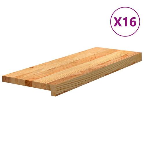 vidaXL Traptreden 16 st 70x25x2 cm massief eikenhout, Doe-het-zelf en Verbouw, Ladders en Trappen, Nieuw, Verzenden