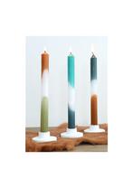 Kaarsen petrol-olive  dip dye taper candle h.24 set 3 25mm, Nieuw, Ophalen of Verzenden