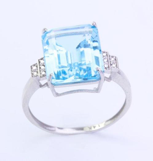 Zonder Minimumprijs - Ring - 14 karaat Witgoud Topaas -, Sieraden, Tassen en Uiterlijk, Ringen