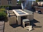 Steigerhouten Tuinset Exclusive met natuursteen  ACTIEPRIJS, Tuin en Terras, Nieuw, Tuinset, 6 zitplaatsen, Bank