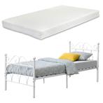 Metalen bedframe Apolda met matras wit 90x200 cm, Huis en Inrichting, Verzenden, Nieuw