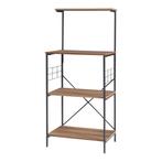 [en.casa] Staand rek Billund 133x60x42cm zwart en walnootkle, Huis en Inrichting, Verzenden, Nieuw