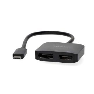 USB C naar HDMI en DisplayPort adapter | Nedis (2x 4K@60Hz), Computers en Software, Pc- en Netwerkkabels, Nieuw, Verzenden