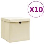 vidaXL Opbergboxen met deksel 10 st 28x28x28 cm crèmekleurig, Huis en Inrichting, Verzenden, Nieuw