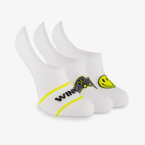 3 paar invisible kinder sokken wit met opdrukken, Kleding | Dames, Sokken en Kousen, Nieuw, Verzenden