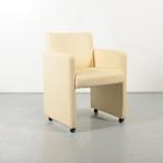 Fauteuil Frontseat - Creme leder - Verrijdbaar, Huis en Inrichting, Fauteuils, Nieuw, Ophalen of Verzenden