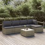 vidaXL 6-delige Loungeset met kussens poly rattan grijs, Tuin en Terras, Verzenden, Nieuw, Rotan, Loungeset