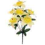 Narcisbush wit-geel plus - 7 bloemen op een bos 36 cm hoog, Huis en Inrichting, Woonaccessoires | Kunstplanten en Kunstbloemen
