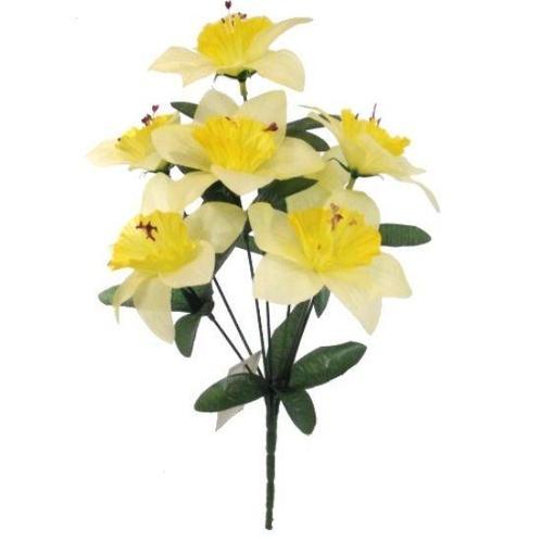 Narcisbush wit-geel plus - 7 bloemen op een bos 36 cm hoog, Huis en Inrichting, Woonaccessoires | Kunstplanten en Kunstbloemen