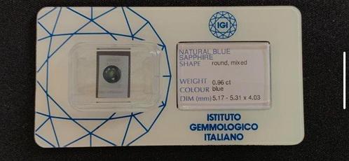 1 pcs Blauw Saffier - 0.96 ct - Istituto Gemmologico, Sieraden, Tassen en Uiterlijk, Edelstenen