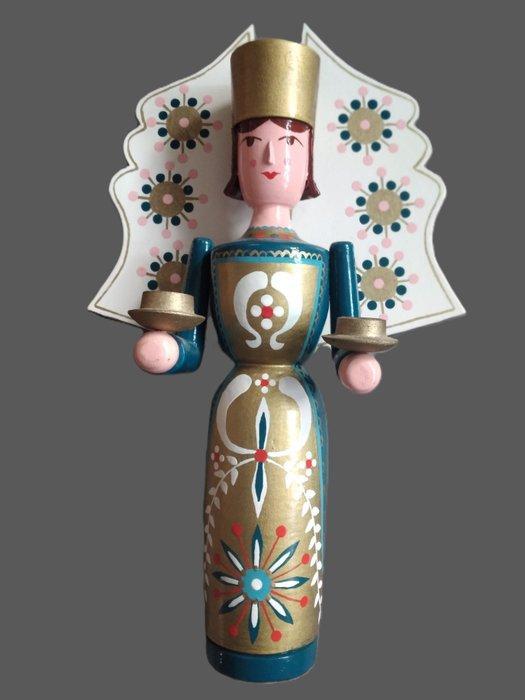 Kerstbeeldje - Oude lichtengel, jaren 1960/70 - hout,, Diversen, Kerst