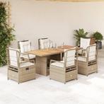 vidaXL 7-delige Tuinset met kussens poly rattan beige, Tuin en Terras, Tuinsets en Loungesets, 6 zitplaatsen, Nieuw, Tuinset, Verzenden