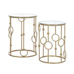 TRUUSK Set Salontafel en Bijzettafel - Glazen Blad - Band- e, Huis en Inrichting, Verzenden, Nieuw