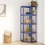 vidaXL Hoekrek 5-laags staal en bewerkt hout blauw, Huis en Inrichting, Kasten | Stellingkasten, Verzenden, Nieuw