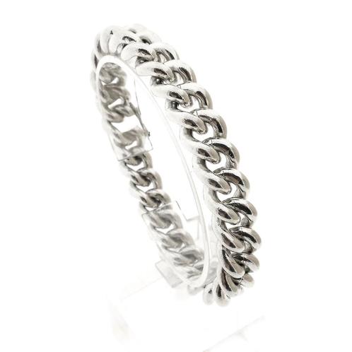 Zilveren robuuste gourmetschakel armband | 21 cm, Sieraden, Tassen en Uiterlijk, Armbanden, Overige kleuren, Gebruikt, Zilver