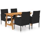 vidaXL 5-delige Tuinset zwart, Tuin en Terras, 4 zitplaatsen, Nieuw, Tuinset, Verzenden