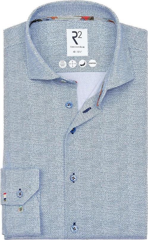 R2 Japanese Knitted Overhemd Print Blauw maat 39 Heren, Kleding | Heren, Overhemden, Blauw, Nieuw, Verzenden