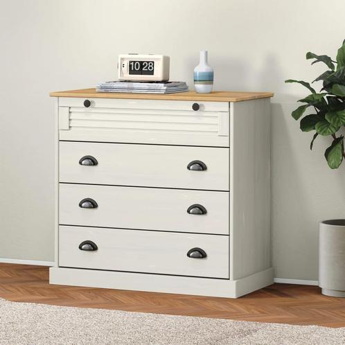 vidaXL Ladekast VIGO 80x40x76 cm massief grenenhout wit, Kinderen en Baby's, Kinderkamer | Commodes en Kasten, Nieuw, Verzenden
