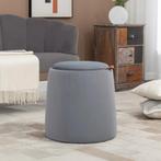 TRUUSK 2-in-1 Ottoman Ronde Zitkruk In Grijze Fluweel Look M, Huis en Inrichting, Banken | Bankstellen, Verzenden, Nieuw