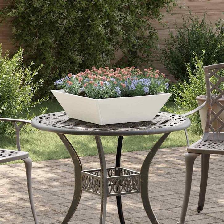 vidaXL Tuin Kom Plantenbak 5 pcs Wit 50 x 50 x 15 cm Staal, Tuin en Terras, Bloembakken en Plantenbakken, Minder dan 60 cm, Nieuw